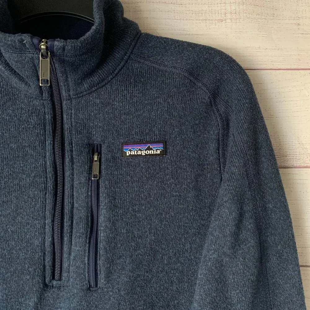 Patagonia Men's Better Sweater 1/4 Zip Fleece Pullover Jacket Navy Blue Size S
